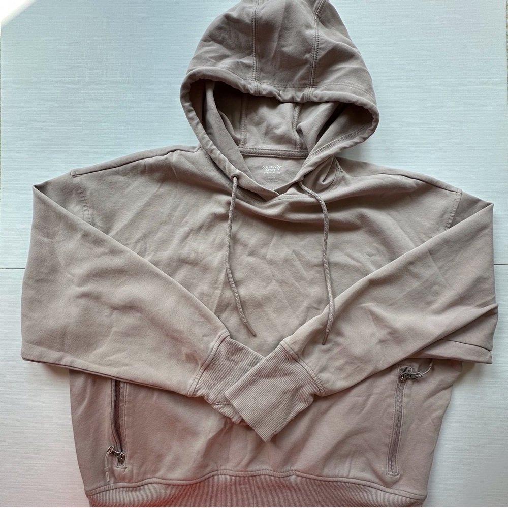 Old Navy pink-grayish long sleeve pullover hoodie women’s large zipper pockets